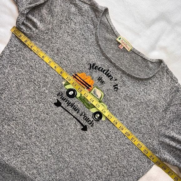Magical Season Plus Size Gray "Headin to the Pumpkin Patch" 3/4 Sleeve Shirt-1X - Picture 9 of 13